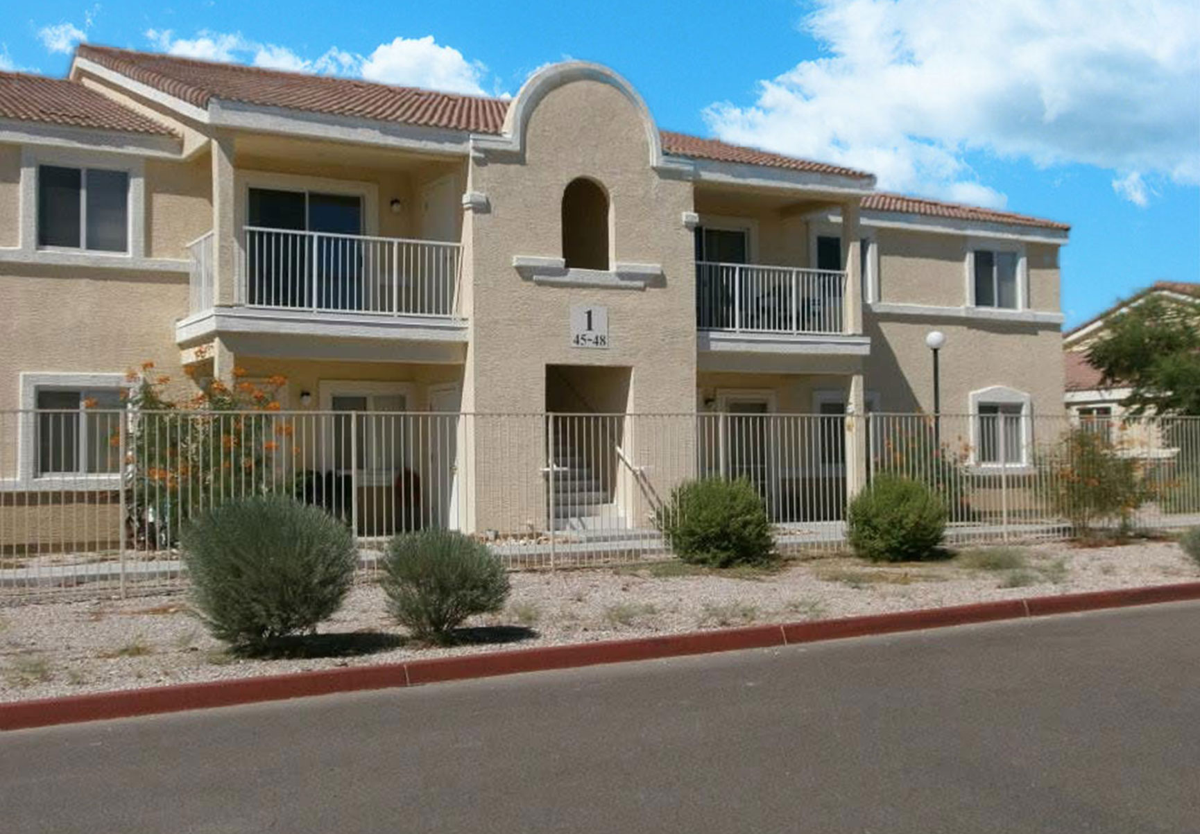 This image shows the entrance of one of Quartzsite Senior Apartments units